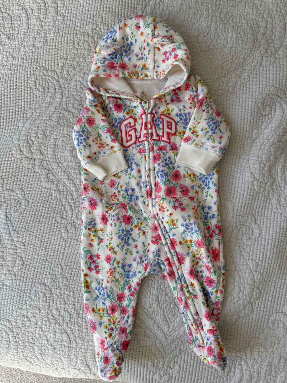 Baby GAP Hooded Floral Footie 3M
